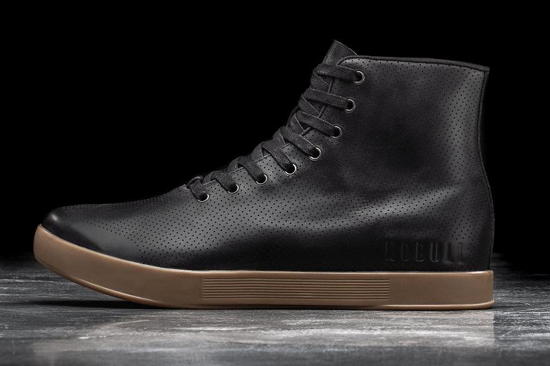 Men\'s Nobull High-Top Dark Gum Leather Trainers Black | SG O2360K